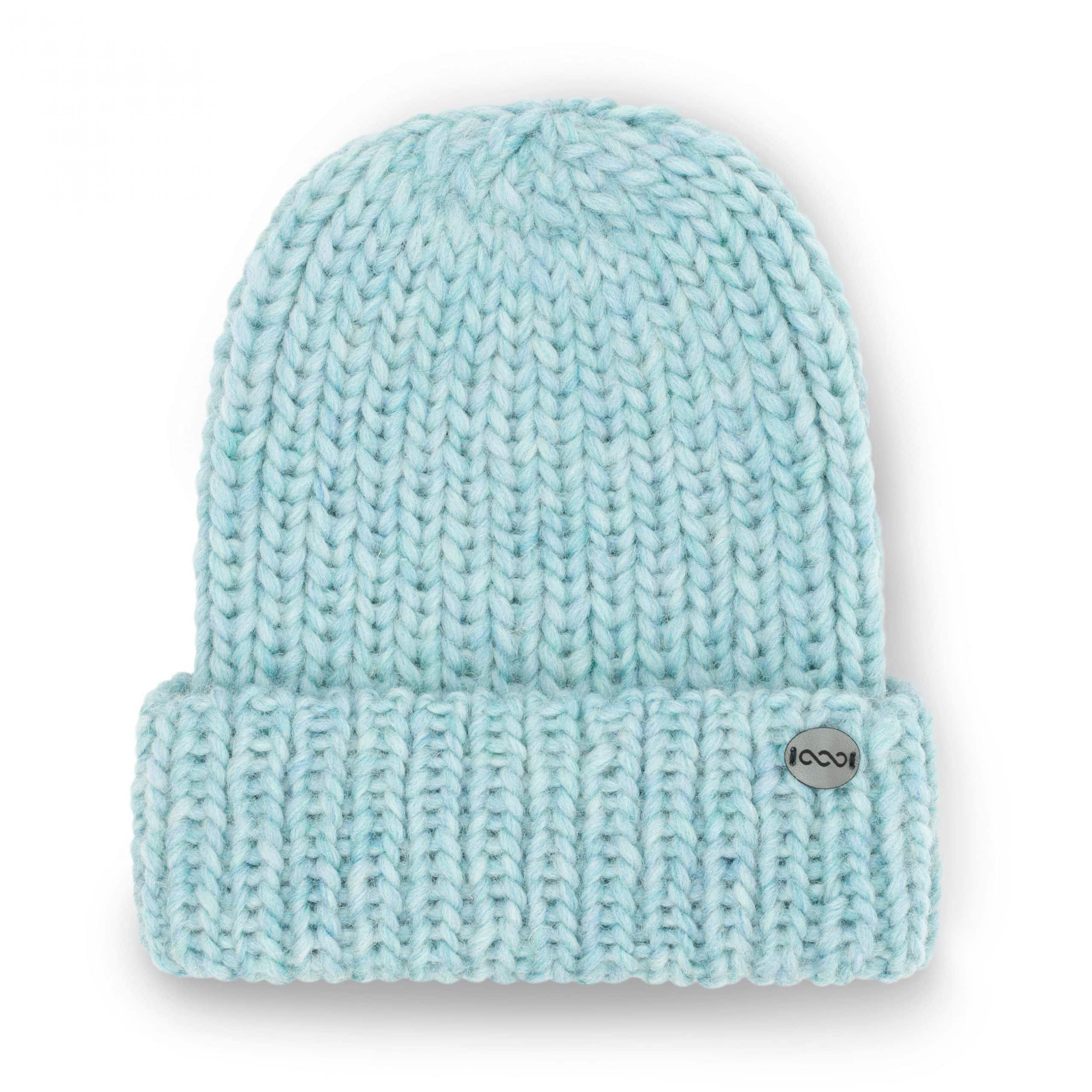 Czapka wełniana SOFFY akwamaryna Wełniana czapka ręcznie robiona na drutach SOFFY akwamaryna