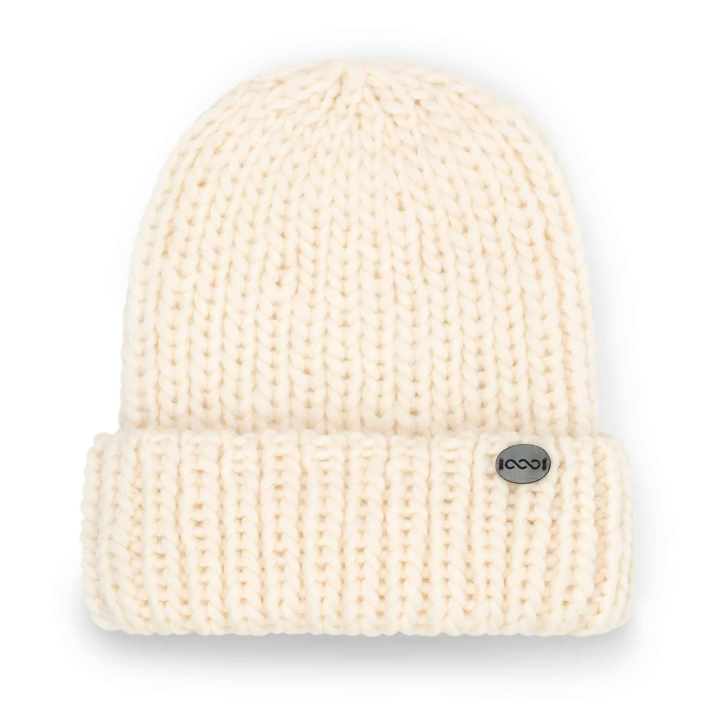 Czapka wełniana SOFFY ecru Ręcznie robiona na drutach wełniana czapka SOFFY ecru