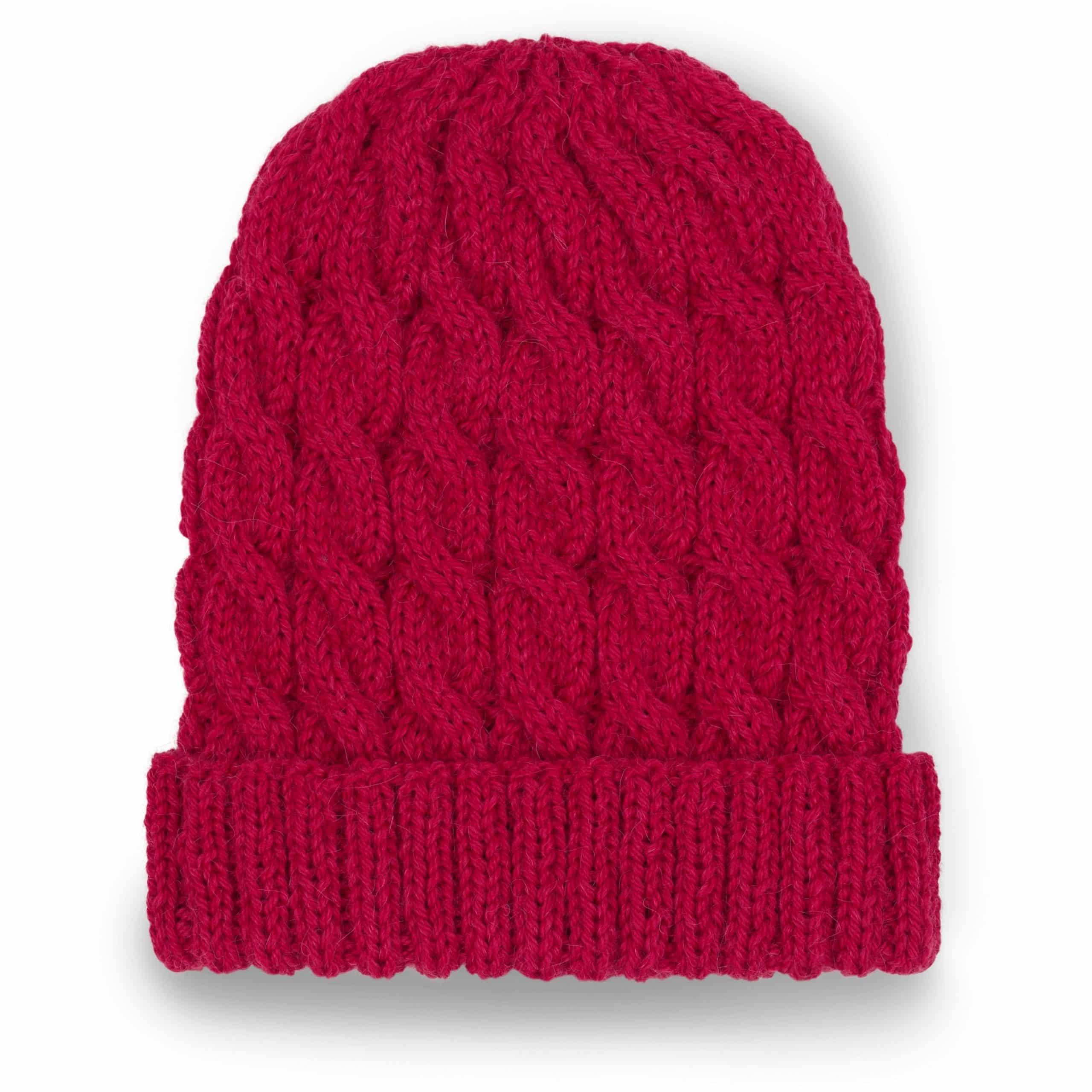 Czapka wełniana CLASSIC No 1 czerwona Ręcznie robiona na drutach wełniana czapka z merynosa, alpaki i jedwabiu CLASSIC No 1 czerwona