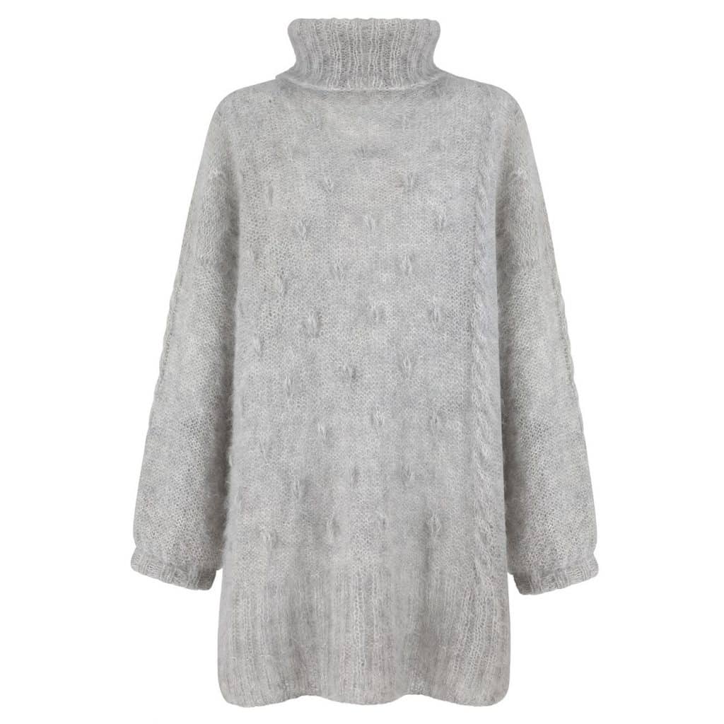 Długi moherowy golf robiony ręcznie CHILL TIME TURTLENECK No 2 szary