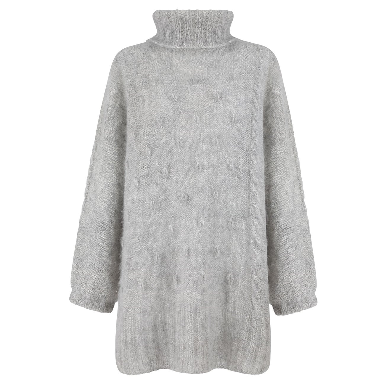 Długi moherowy golf robiony ręcznie CHILL TIME TURTLENECK No 2 Długi moherowy golf robiony ręcznie CHILL TIME TURTLENECK No 2 szary