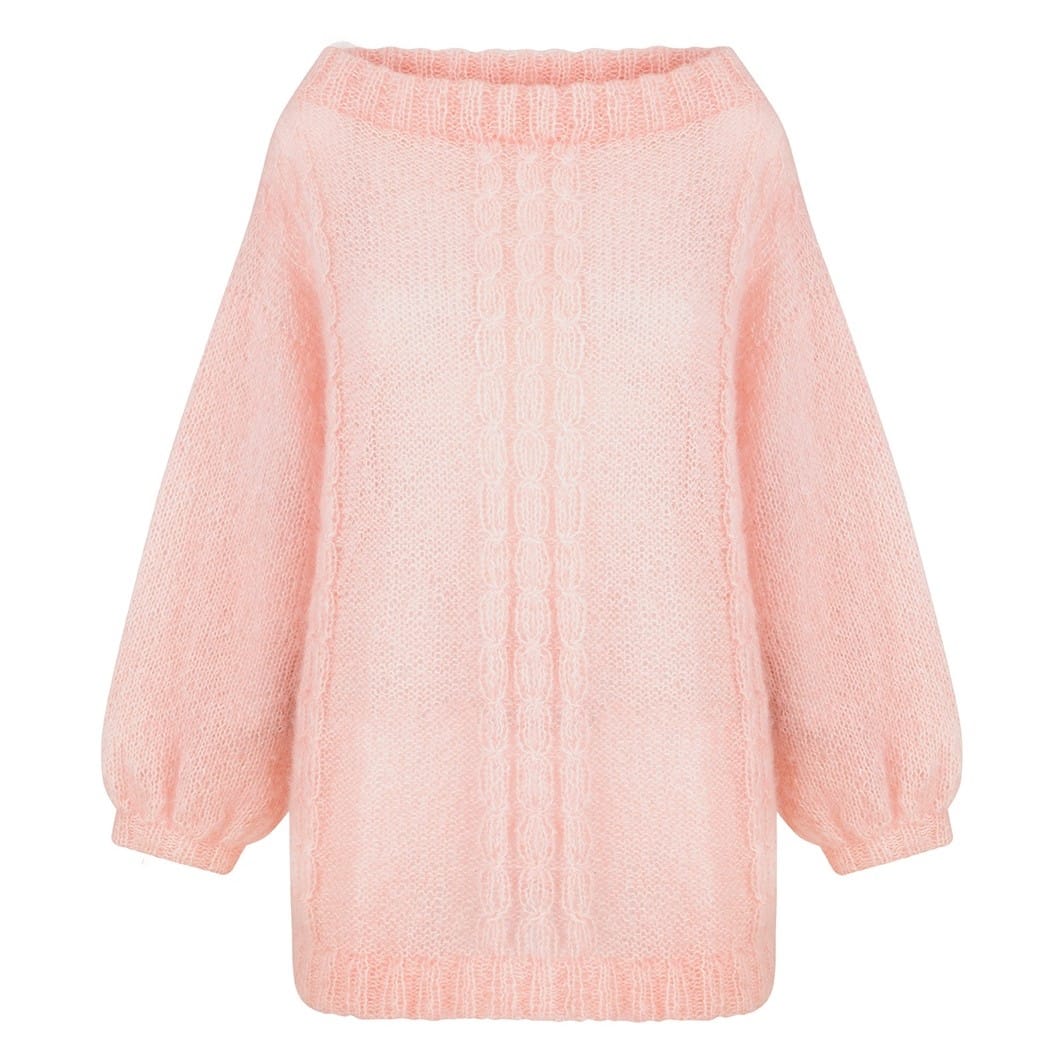 Sweter moherowy CHILL TIME No 2 różowy Różowy sweter handmade z moheru CHILL TIME No 2