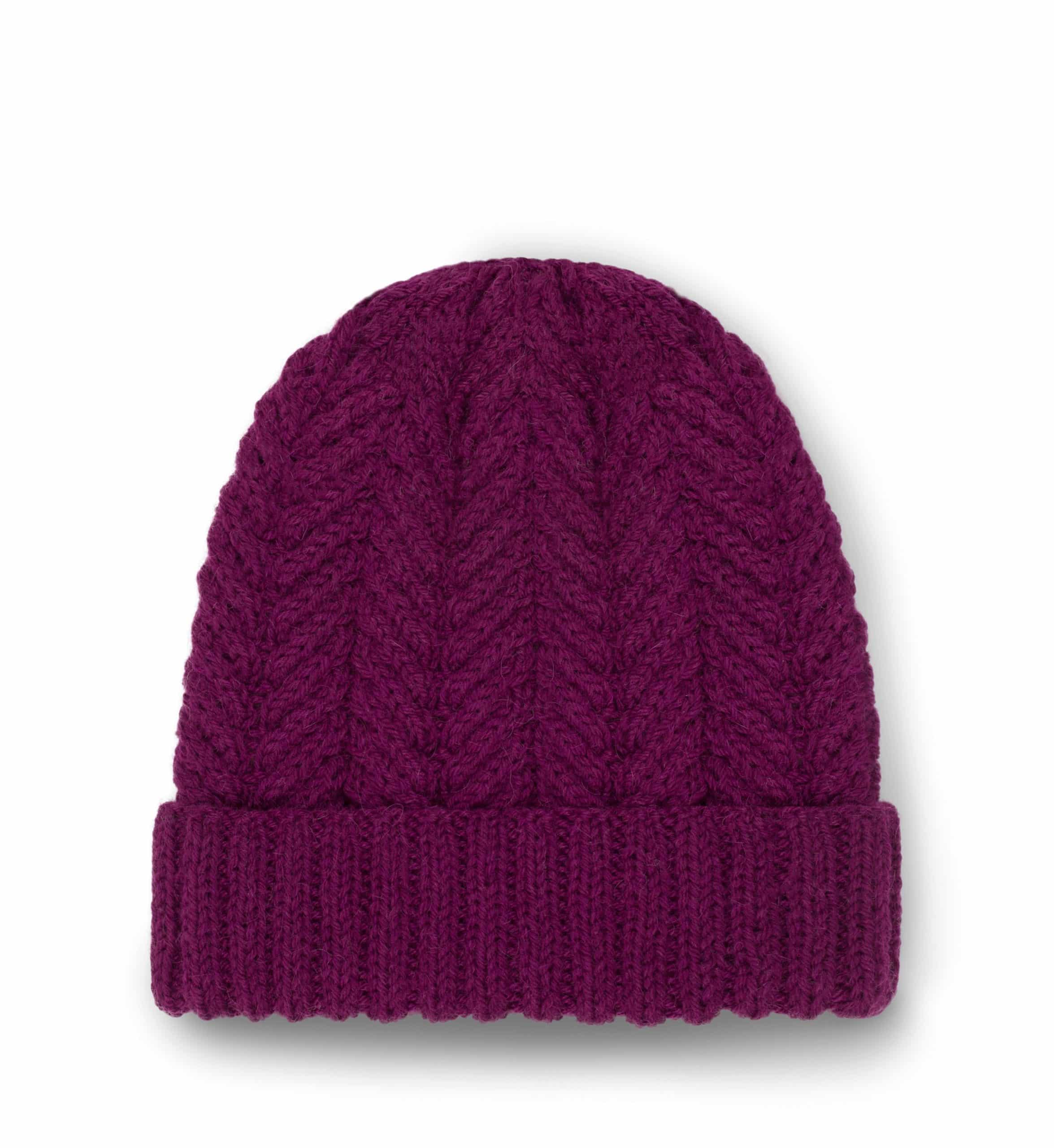 Czapka wełniana CLASSIC No 2 burgund Burgundowa wełniana czapka ręcznie robiona na drutach CLASSIC No 2