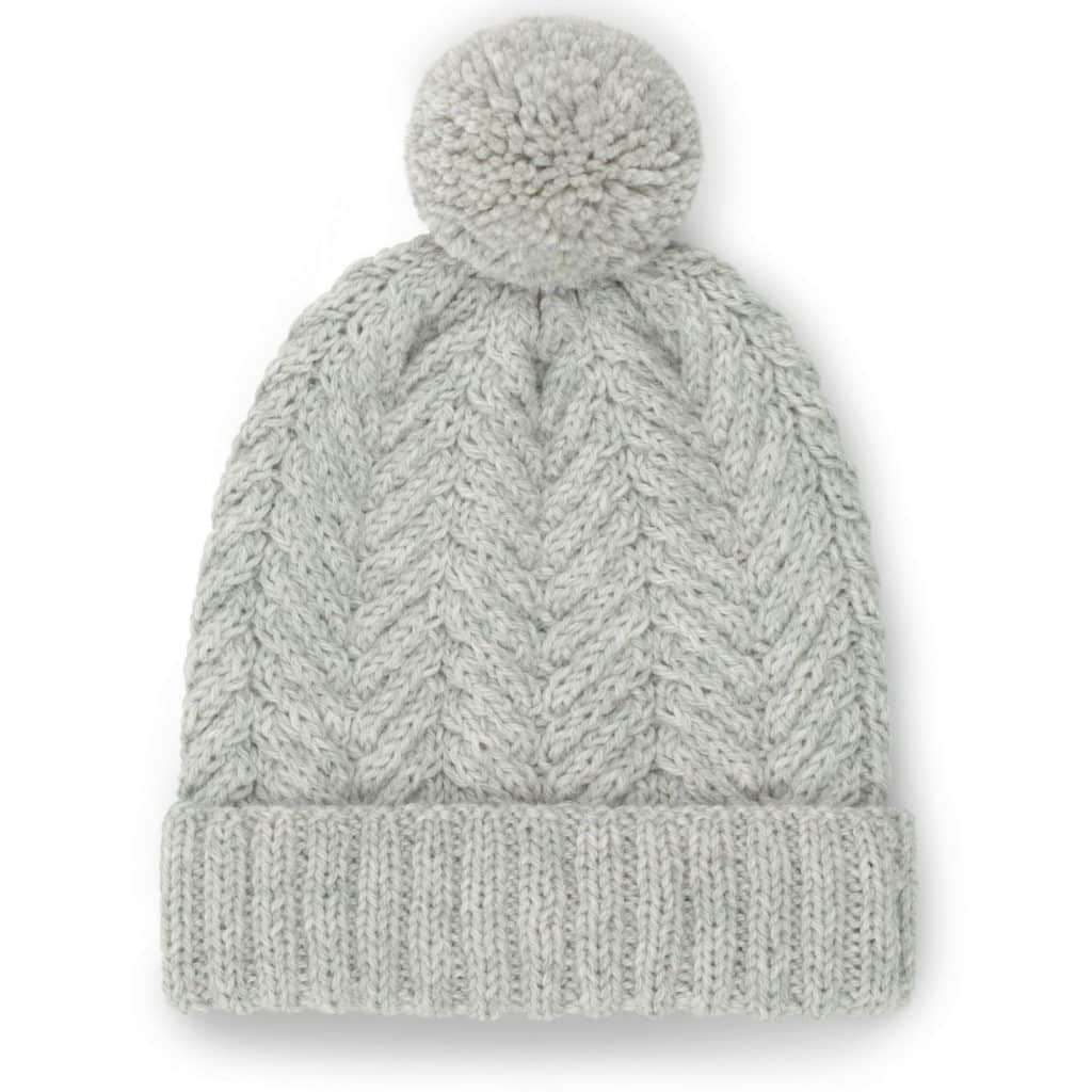 Czapka wełniana handmade z pomponem CLASSIC No 2 jasnoszara