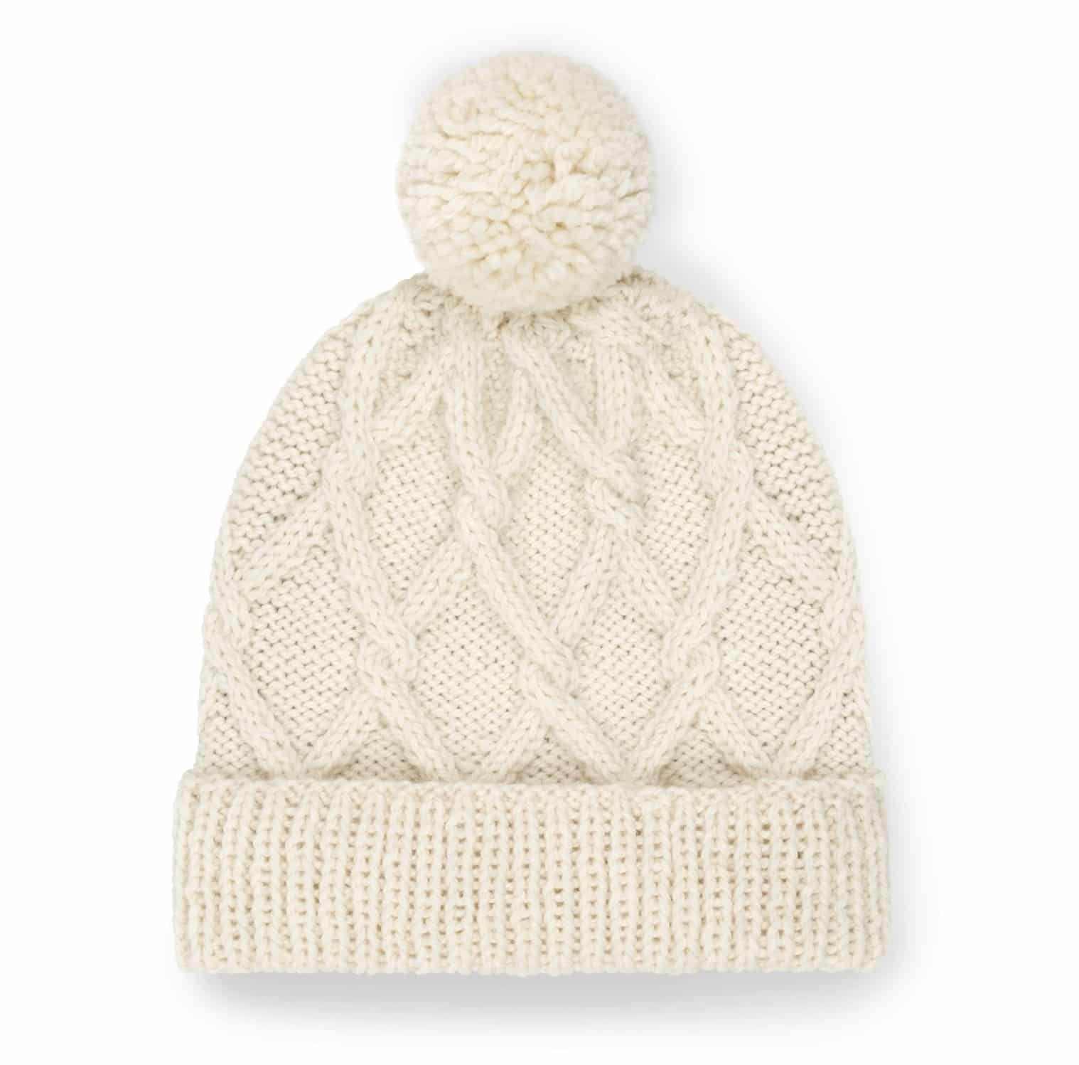 Czapka wełniana z pomponem CLASSIC No 3 ecru Czapka wełniana handmade z pomponem CLASSIC No 3 ecru