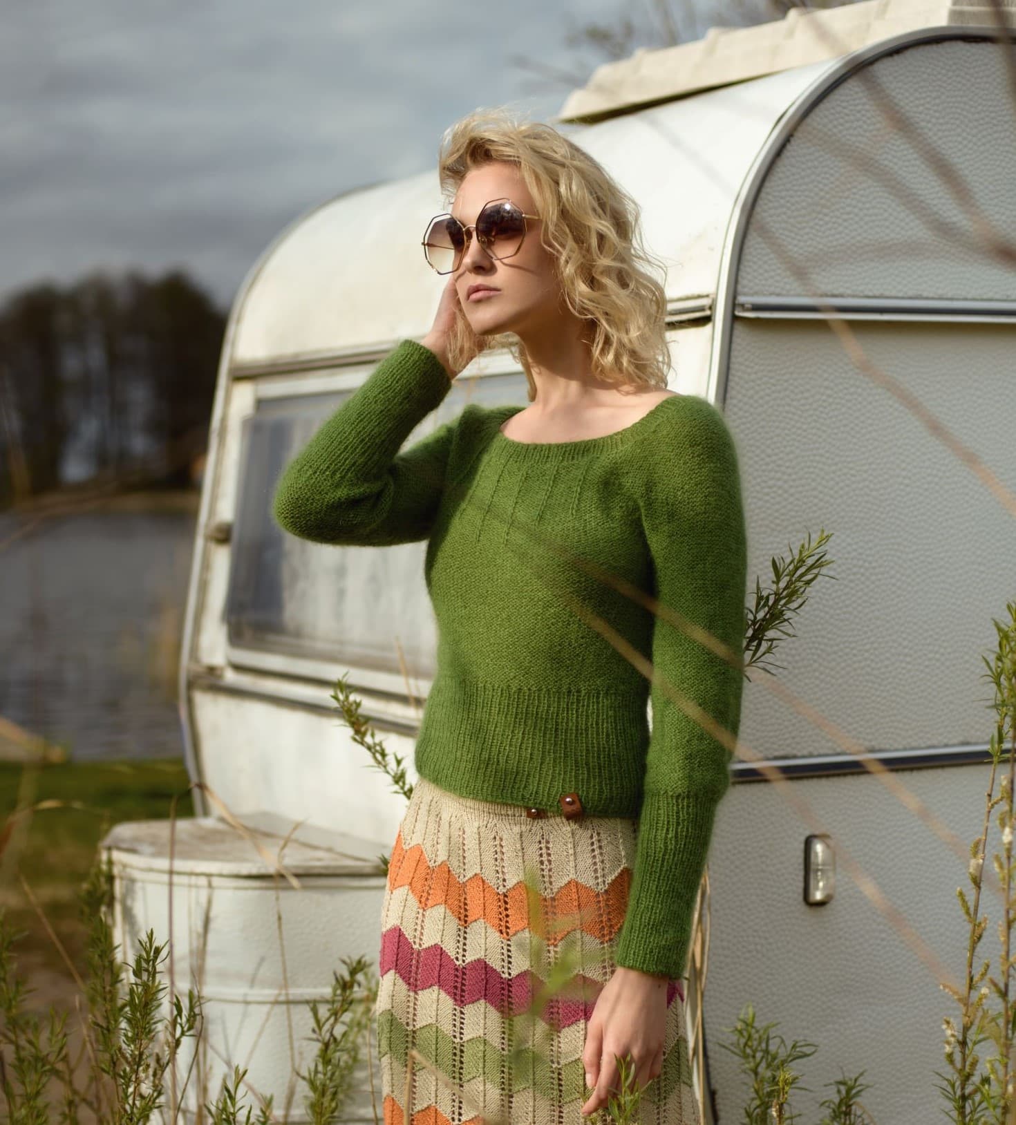 Sweter z moheru i alpaki LA VIDA No 1 zielony Sweter z moheru, alpaki i jedwabiu handmade LA VIDA No 1 zielony