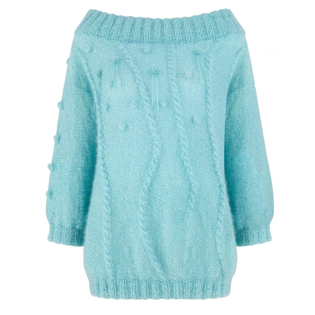 Sweter moherowy handmade LA VIDA No 2 błękitny - widok z przodu