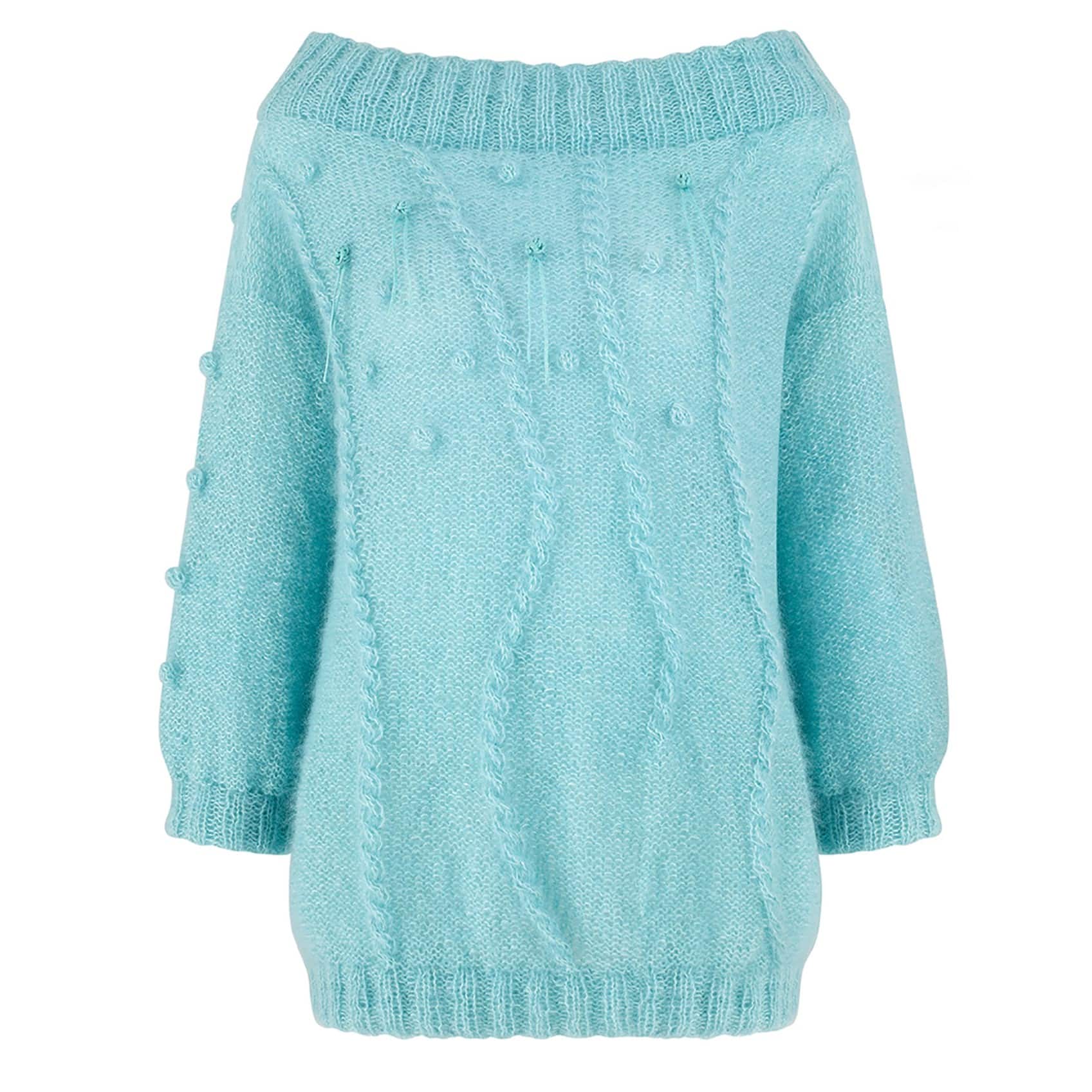 Sweter moherowy LA VIDA No 2 błękitny Sweter moherowy handmade LA VIDA No 2 błękitny - widok z przodu