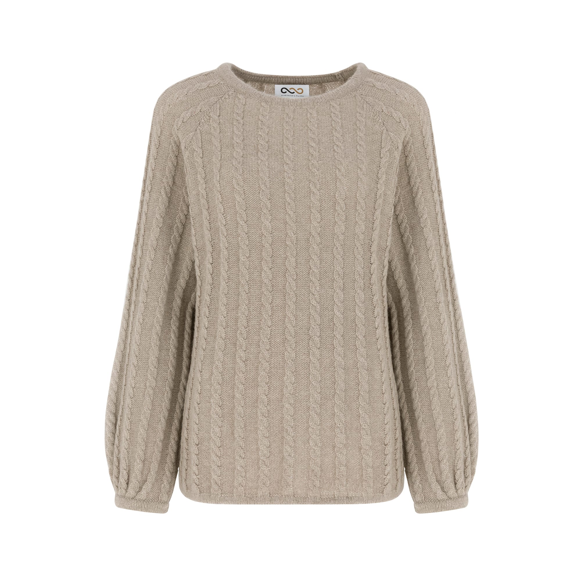 Sweter z wełny merynosa i kaszmiru ESSENTIAL No 1 taupe Ręcznie robiony sweter z merynosa i kaszmiru ESSENTIAL No 1 taupe - widok z przodu