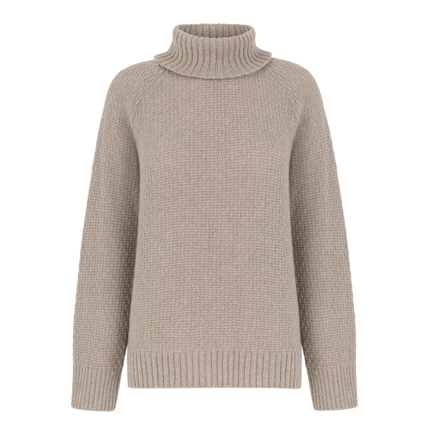 Golf z wełny merynosa - ESSENTIAL No 1 taupe - LIMITED EDITION Ręcznie robiony na drutach golf z merynosa taupe ESSENTIAL No 1 - widok z przodu