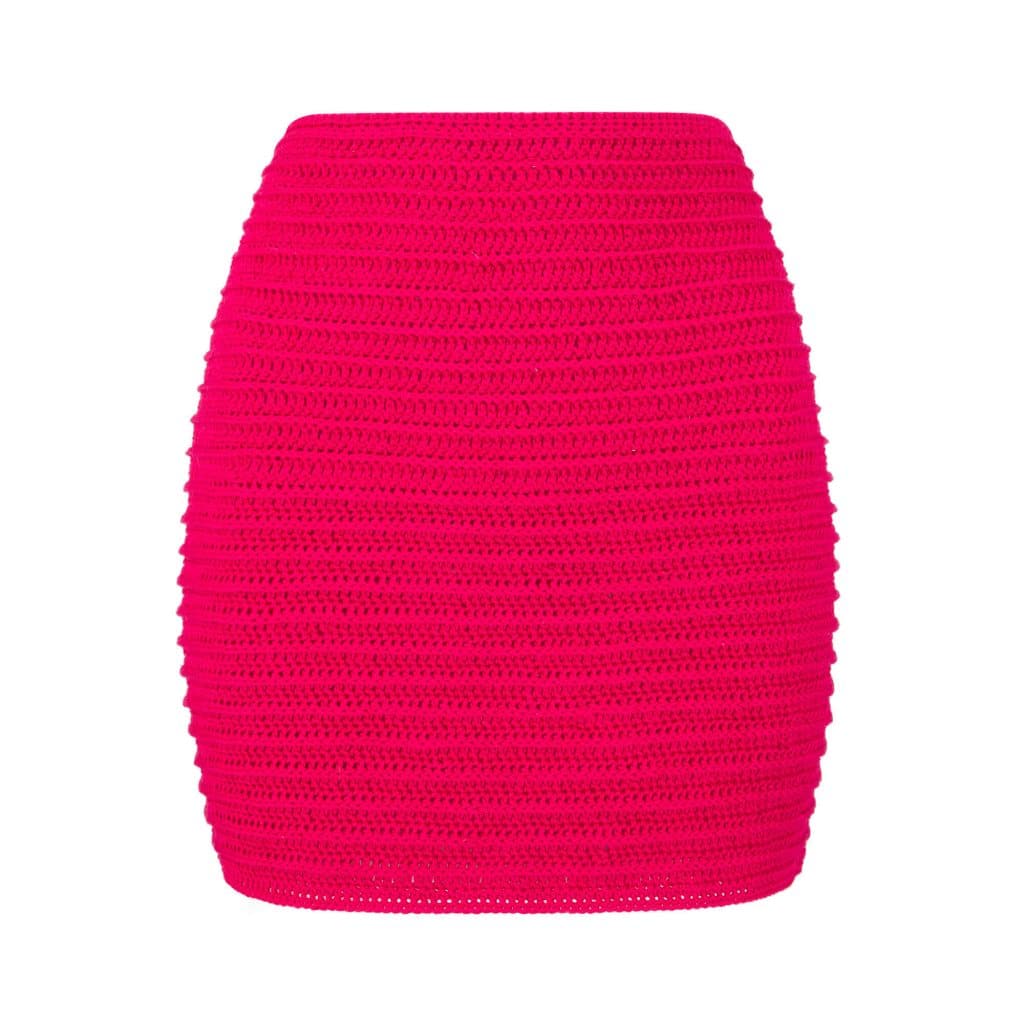 Różowa mini spódniczka ręcznie robiona na szydełku z bawełny BLOOMING SKIRT No 2