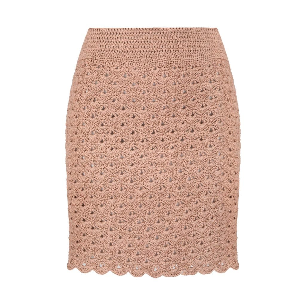 Beżowa szydełkowa mini spódniczka ręcznie robiona z bawełny BLOOMING SKIRT No 2