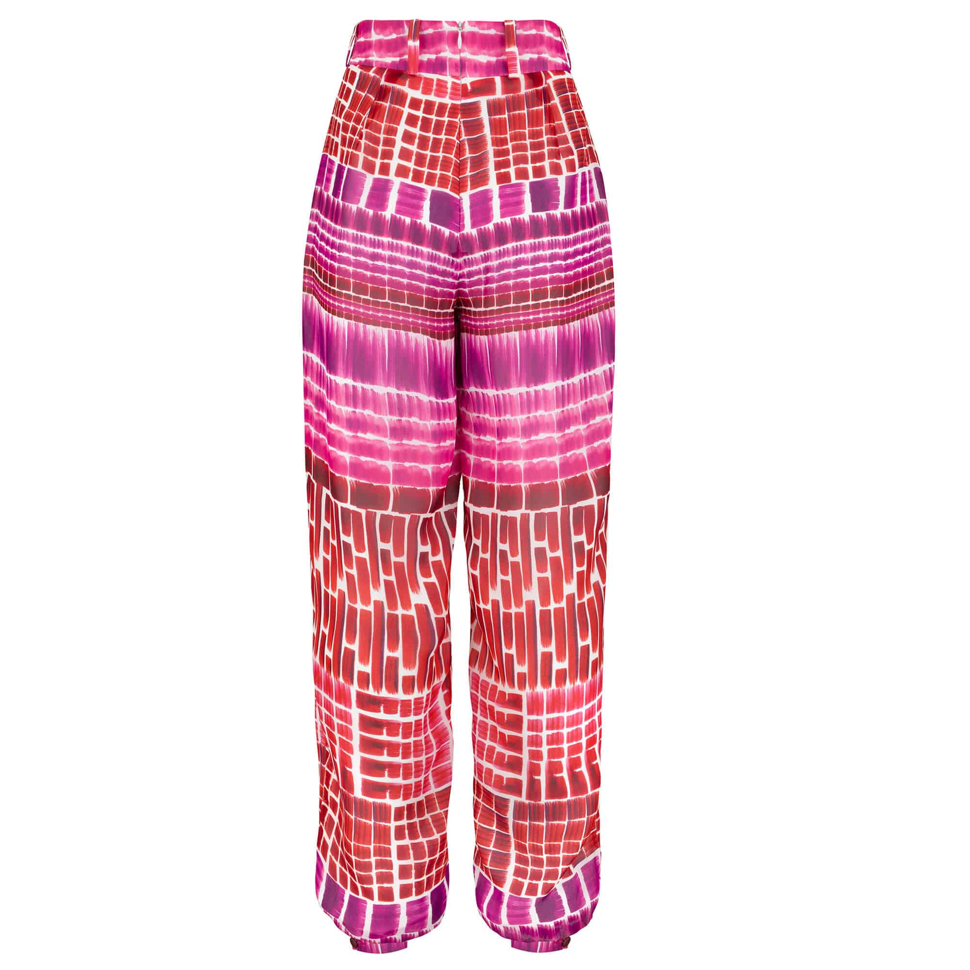 Jedwabne wzorzyste spodnie - LIMITED EDITION - tył Jedwabne wzorzyste spodnie z tyłu