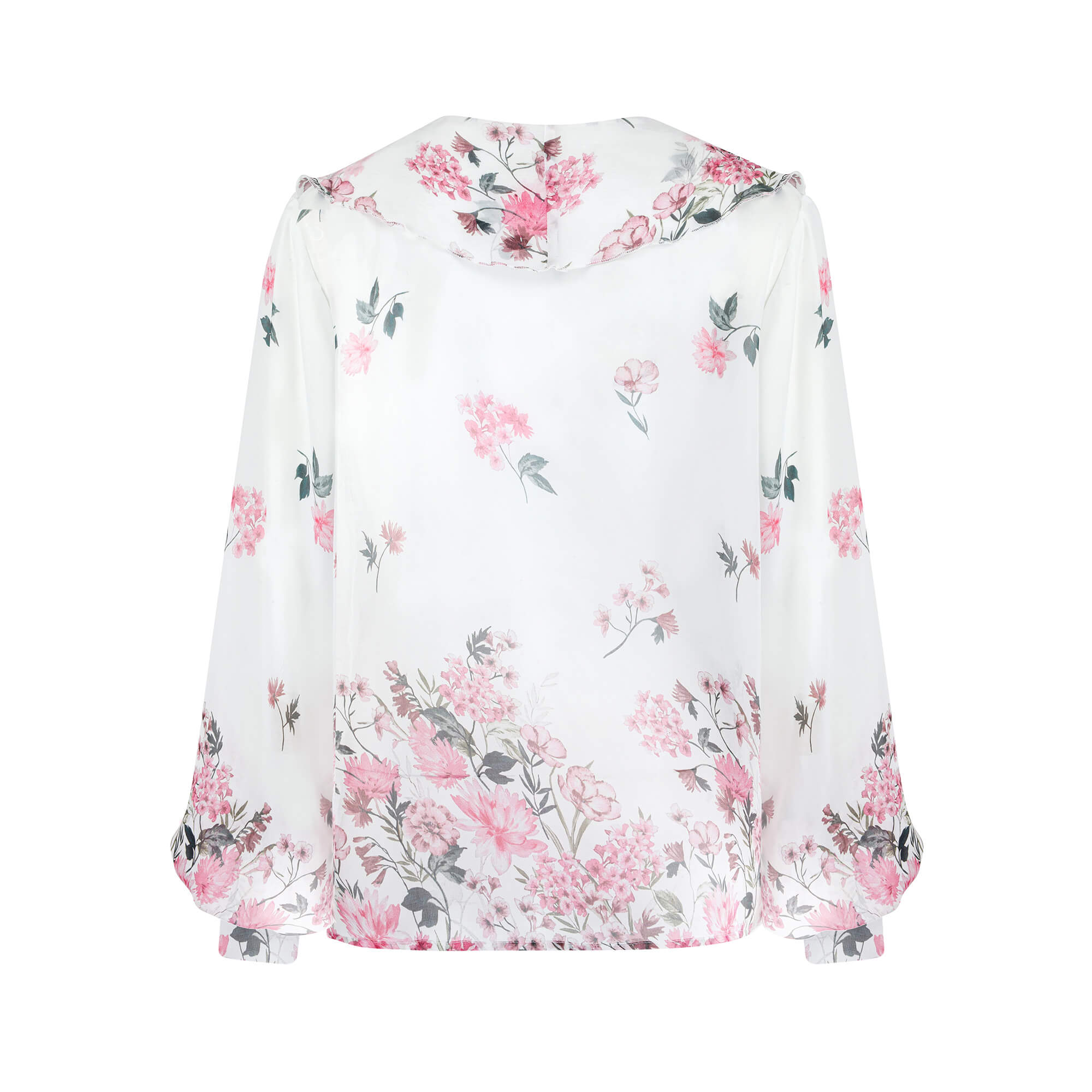 Jedwabno-bawełniana bluzka z falbaną - LIMITED EDITION Biała bluzka z jedwabiu i bawełny z falbaną - widok tyłu