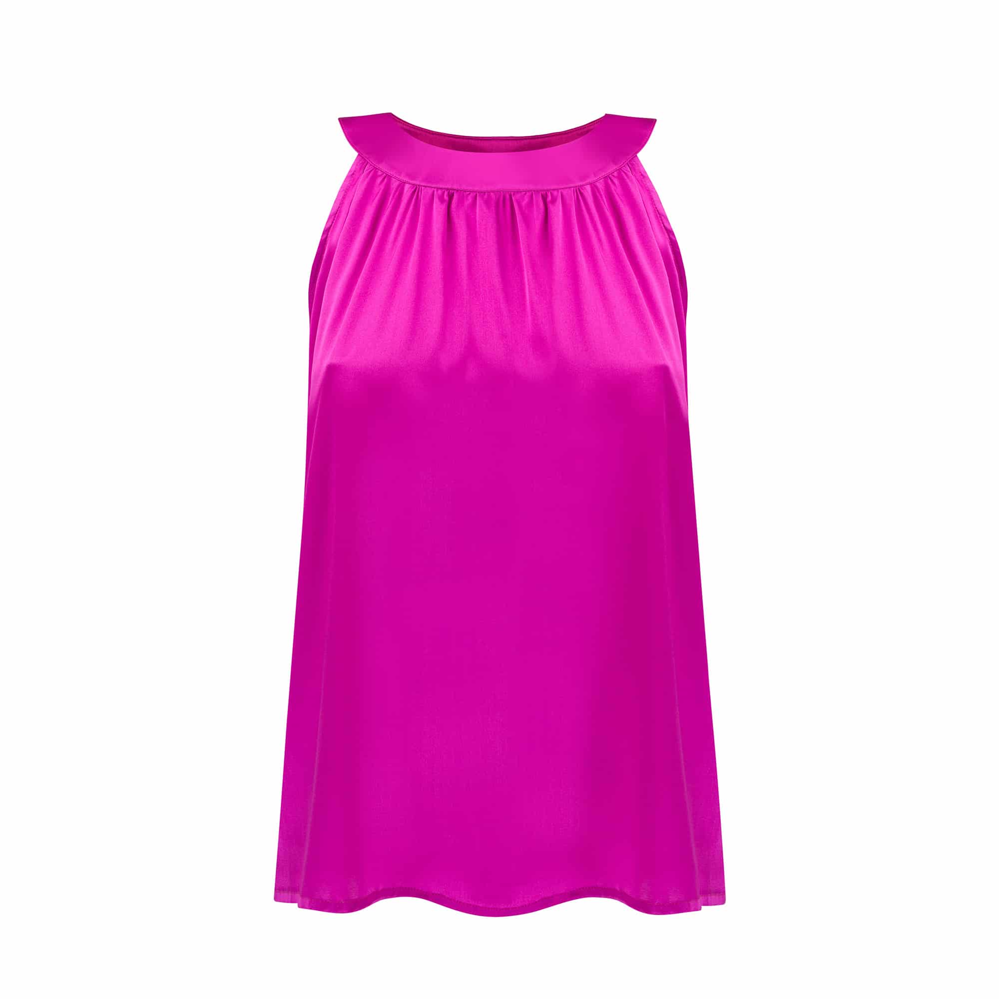 Jedwabna bluzka bez rękawów fuksja Jedwabna bluzka bez rękawów w kolorze fuksji - widok przodu