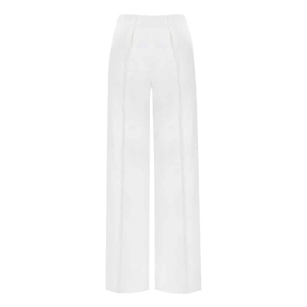 Wełniane białe klasyczne spodnie - widok przodu